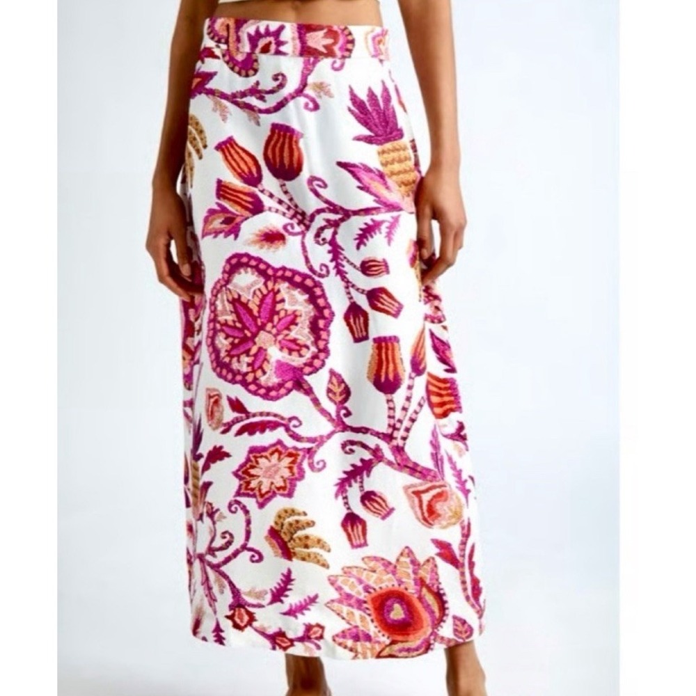 NWTO Farm Rio Sunset Tapestry Floral MIDI Maxi Skirt Size S Lenzing Viscose Boho